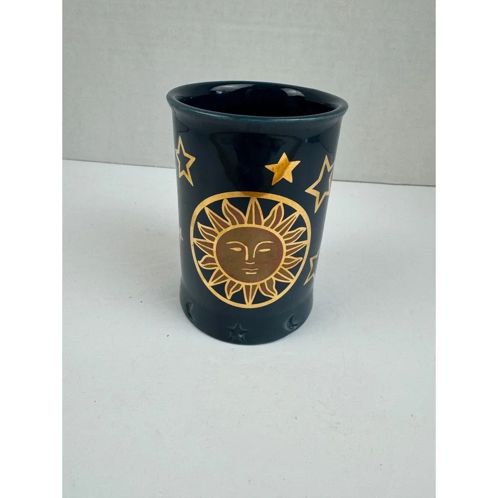 Springmaid WS Cosmos Tumbler Navy Blue Gold Sun Moon Stars Celestial DW6605.NV